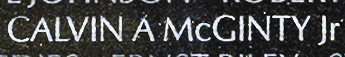 Engraving on The Wall of the name of Sergeant Calvin A. McGinty, U.S. Marine Corps