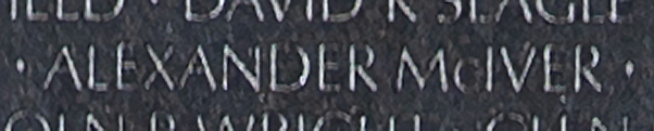 Alexander McIver's name inscribed on The Wall.