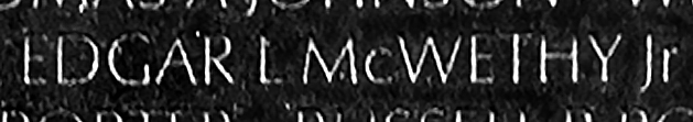 Specialist 5 Edgar Lee McWethy, Jr.'s name inscribed on The Wall.