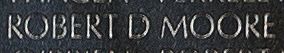 Engraved name on The Wall of Seaman Robert Dell Moore. U.S. Navy