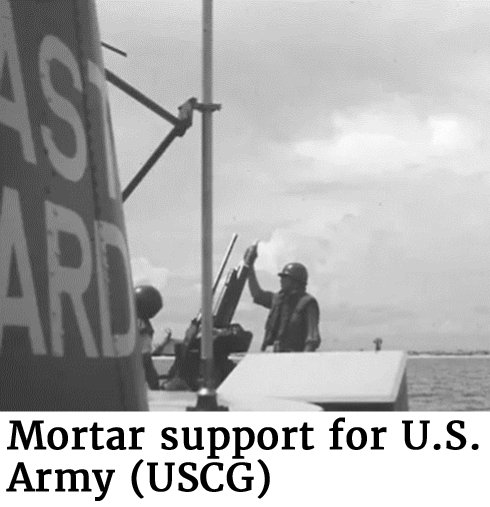 Photo showing Mortar support for the U.S. Army (USCG)