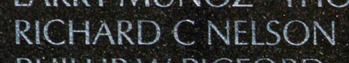 Photo of Nelson's name inscribed on The Wall.
