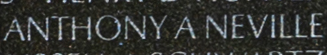 Name engraving of Private First Class Anthony A. Neville on The Wall