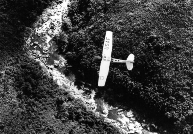 Photo of O-1 Bird Dog flying over Vietnam, 1960s.
