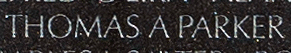 Engraved name on The Wall of Petty Officer First Class Thomas Aquinas Parker, U.S. Navy