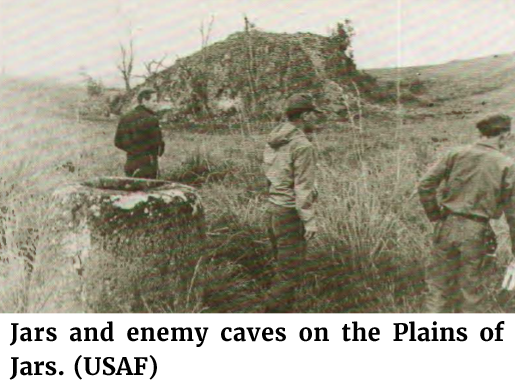 Photo of Jars and enemy caves on the Plains of Jars. (USAF)