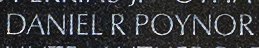 Engraving on The Wall of the name of Captain Daniel Roberts Poynor, U.S. Air Force.
