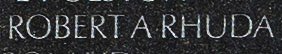 Engraved name on The Wall of Aviation Boatswain's Mate 3rd Class Robert A. Rhuda, U.S. Navy 