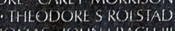 Lance Corporal Theodore Sylvester Rolstad's name engraved on The Wall