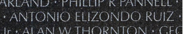 Private First Class Antonio E. Ruiz engraved name on The Wall.