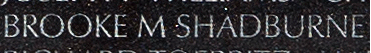 Engraved name on The Wall of Captain Brooke McKay Shadburne, U.S. Marine Corps