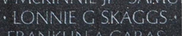 The name of Lonnie G. Skaggs inscribed on The Wall