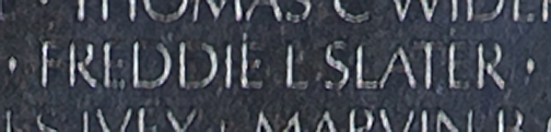 Freddie Leon Slater's name inscribed on The Wall.
