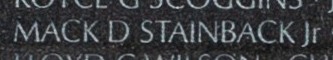 Photo of Stainback's name inscribed on The Wall.