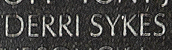 Ebgraved name on The Wall of Private First Class Derri Sykes, U.S. Army