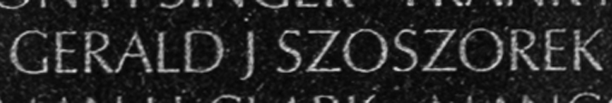 Specialist 4 Gerald James Szoszorek;s name inscribed on The Wall.