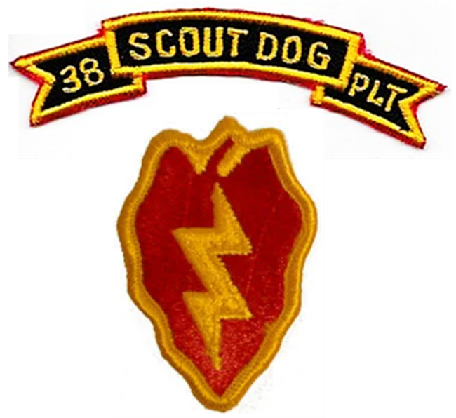Photo of 38th Infantry Platoon Scout Dog, 25th Infantry Division (“Tropic Lightning”) Patch