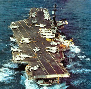 Photograph of the USS Midway (CVA-41) underway, November 30, 1974. (U.S. Navy)