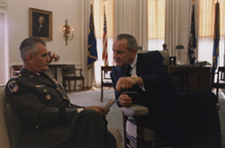 Westmoreland and Johnson in Oval Office