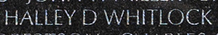Engraving on The Wall of the name of Private First Class Halley D. Whitlock, U.S. Army