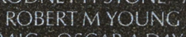 Captain Robert Milton Young's name inscribed on The Wall