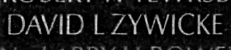 Zywicke's name inscribed on the Wall