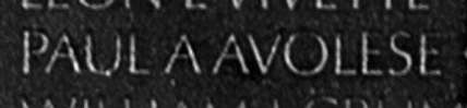 Avolese's name inscribed on the Vietnam War Memorial Wall