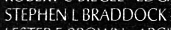 Braddock's name engraved in the Wall