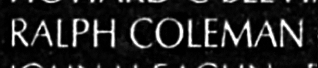 Coleman's name engraved in the Wall
