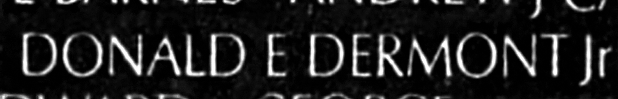 Dermont's name engraved in the Wall