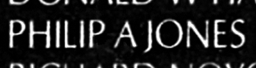 Jones's name engraved in the Wall
