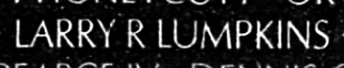 lumpkins's name engraved in the Wall