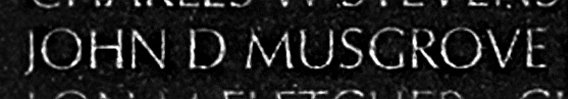 Musgrove's name inscribed on the Wall