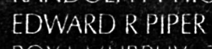 piper's name engraved in the Wall