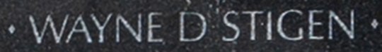 stigen's name engraved in the Wall