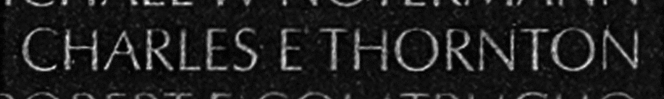 Thornton's name inscribed in the wall